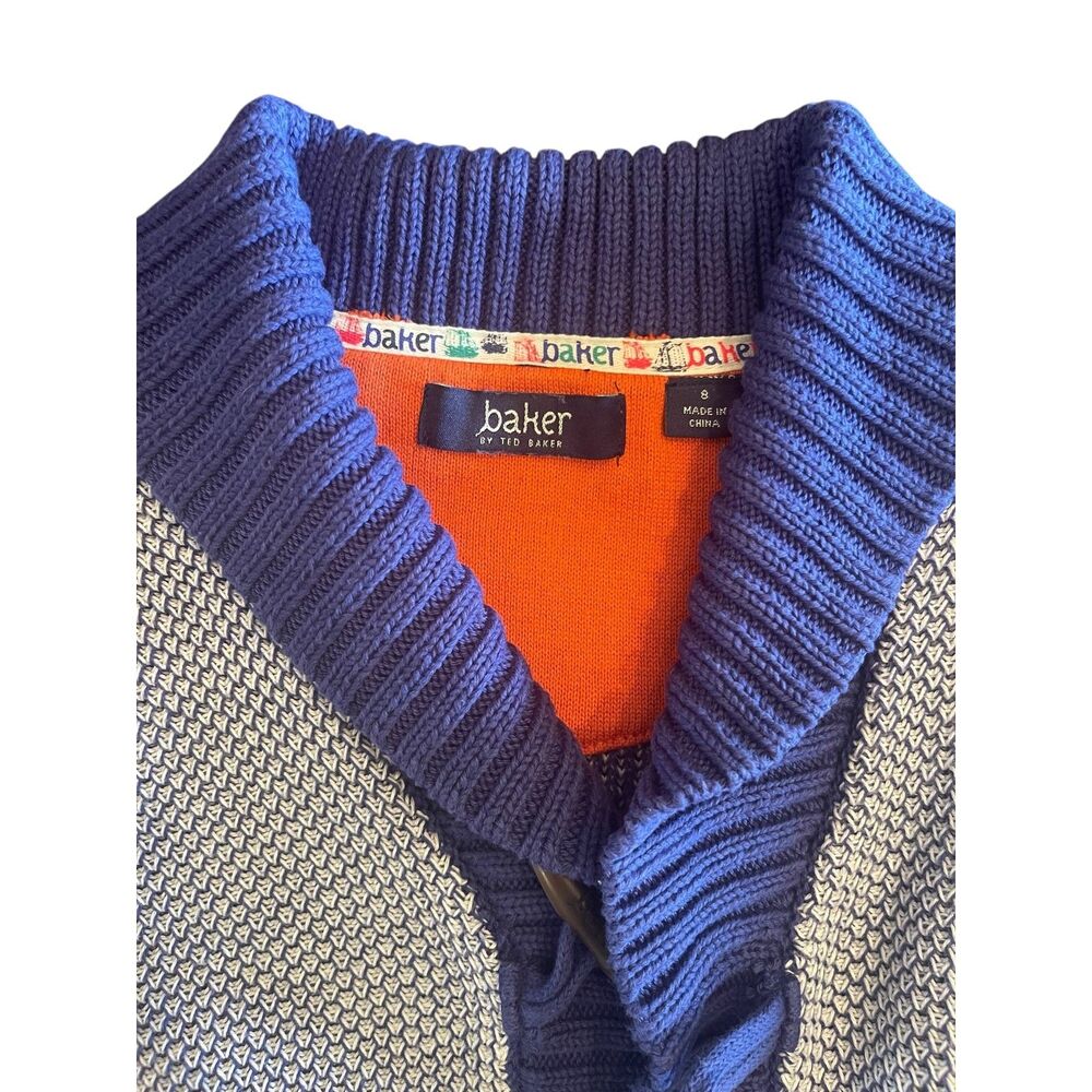baker by Ted Baker Girls 100% Cotton Knit Cardigan Size 8 (S) Purple Marled EUC - Picture 9 of 13